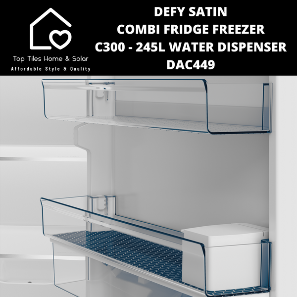 Defy Satin Combi Fridge Freezer C300 - 245L Water Dispenser DAC449