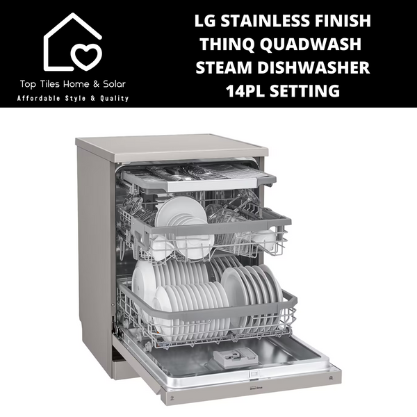 LG Stainless Finish ThinQ QuadWash Steam Dishwasher - 14Pl Setting