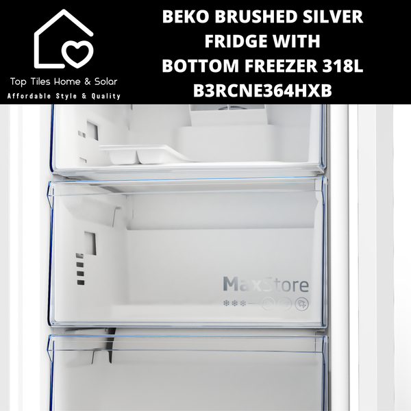 Beko Brushed Silver Fridge with Bottom Freezer - 318L B3RCNE364HXB