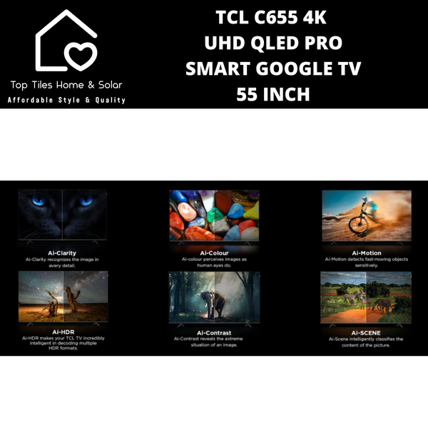 TCL C655 4K UHD QLED PRO Smart Google TV - 55 Inch