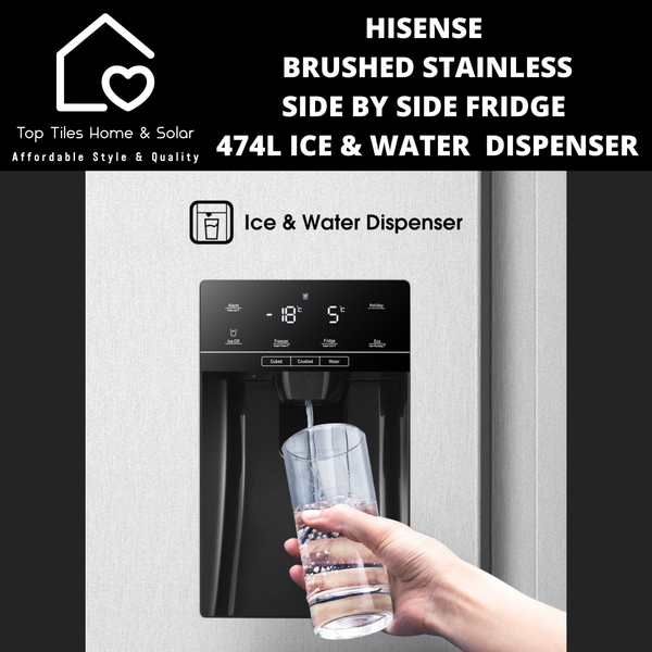 Hisense Brushed Stainless Fridge  - 474L Water & Ice Dispenser
