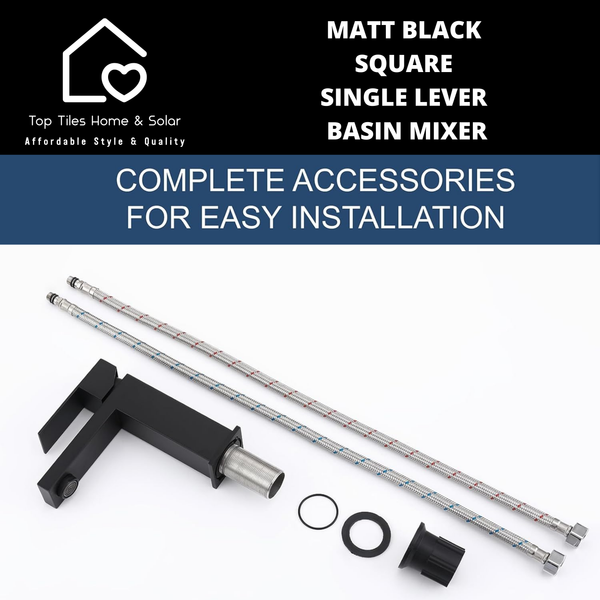 Matt Black Square Single Lever Basin Mixer