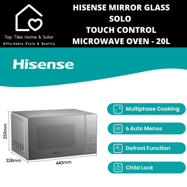 Hisense Mirror Glass Solo Touch Control Microwave Oven - 20L