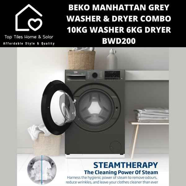 Beko Manhattan Grey Washer & Dryer Combo -  10kg Washer 6kg Dryer BWD200