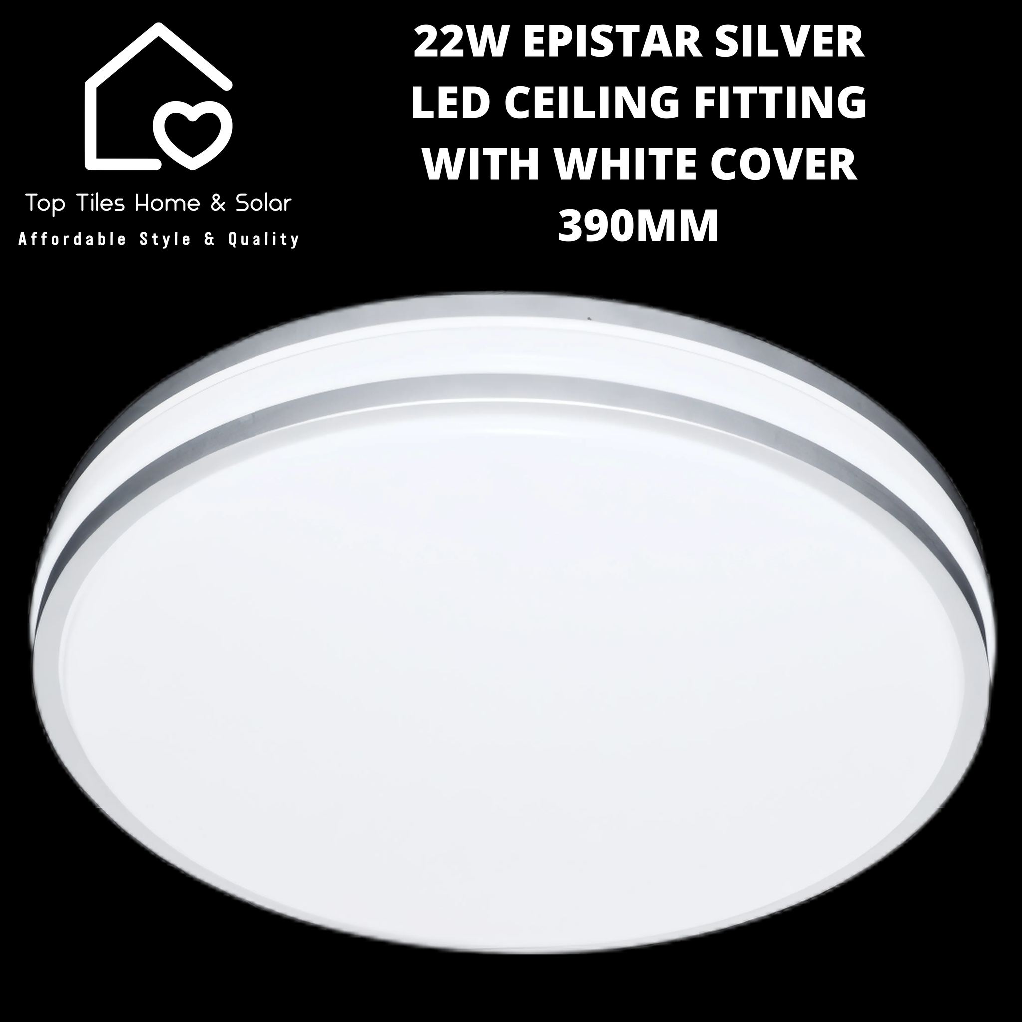22W Epistar Silver LED Ceiling Fitting with White Cover - 390mm LARGE
