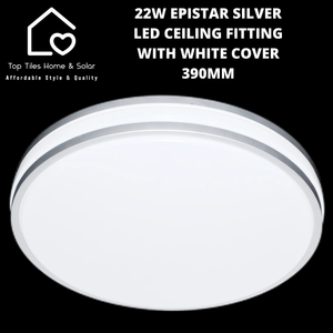 22W Epistar Silver LED Ceiling Fitting with White Cover - 390mm LARGE