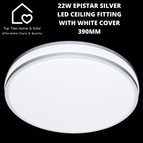 22W Epistar Silver LED Ceiling Fitting with White Cover - 390mm LARGE