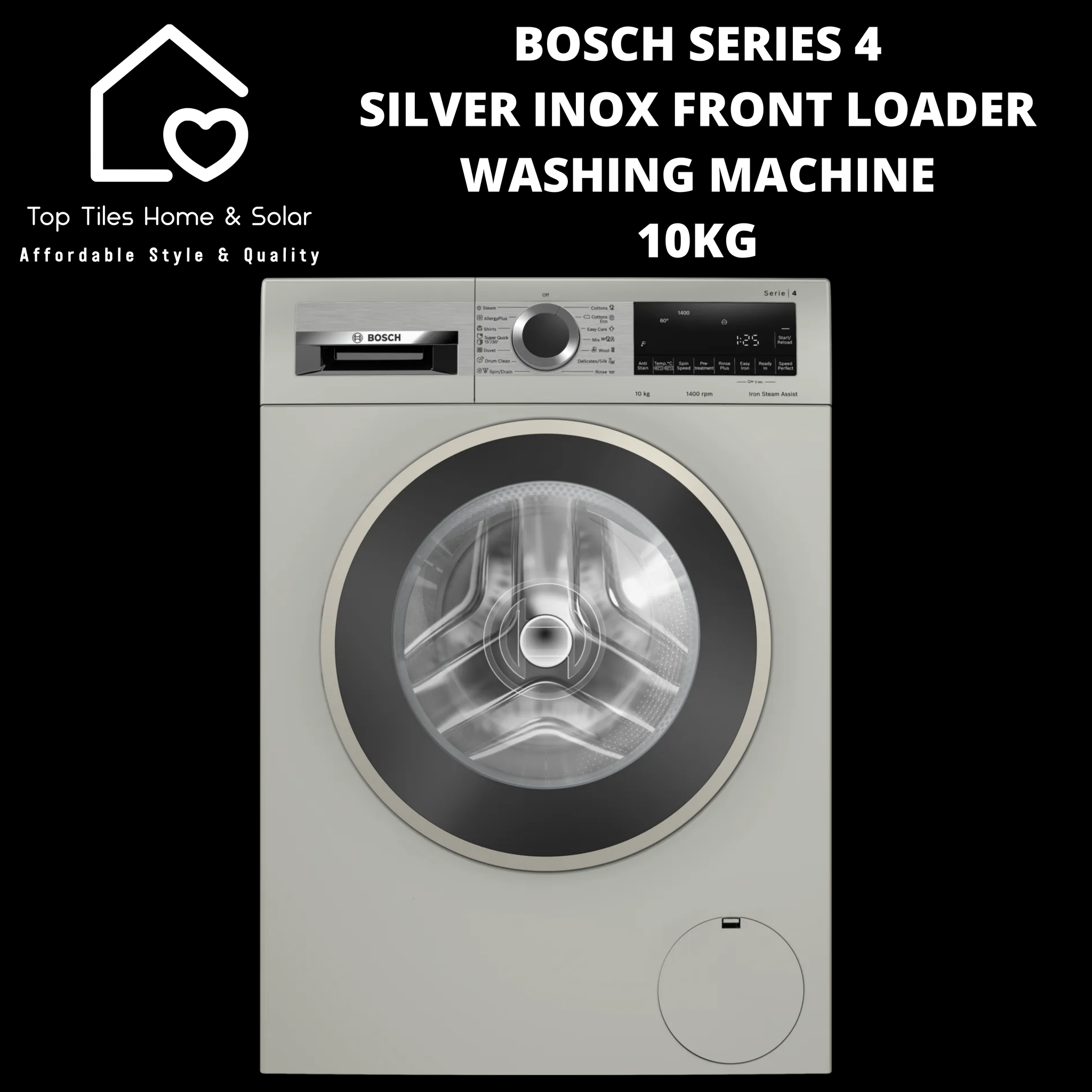 Bosch Series 4 - Silver Inox Front Loader Washing Machine - 10kg