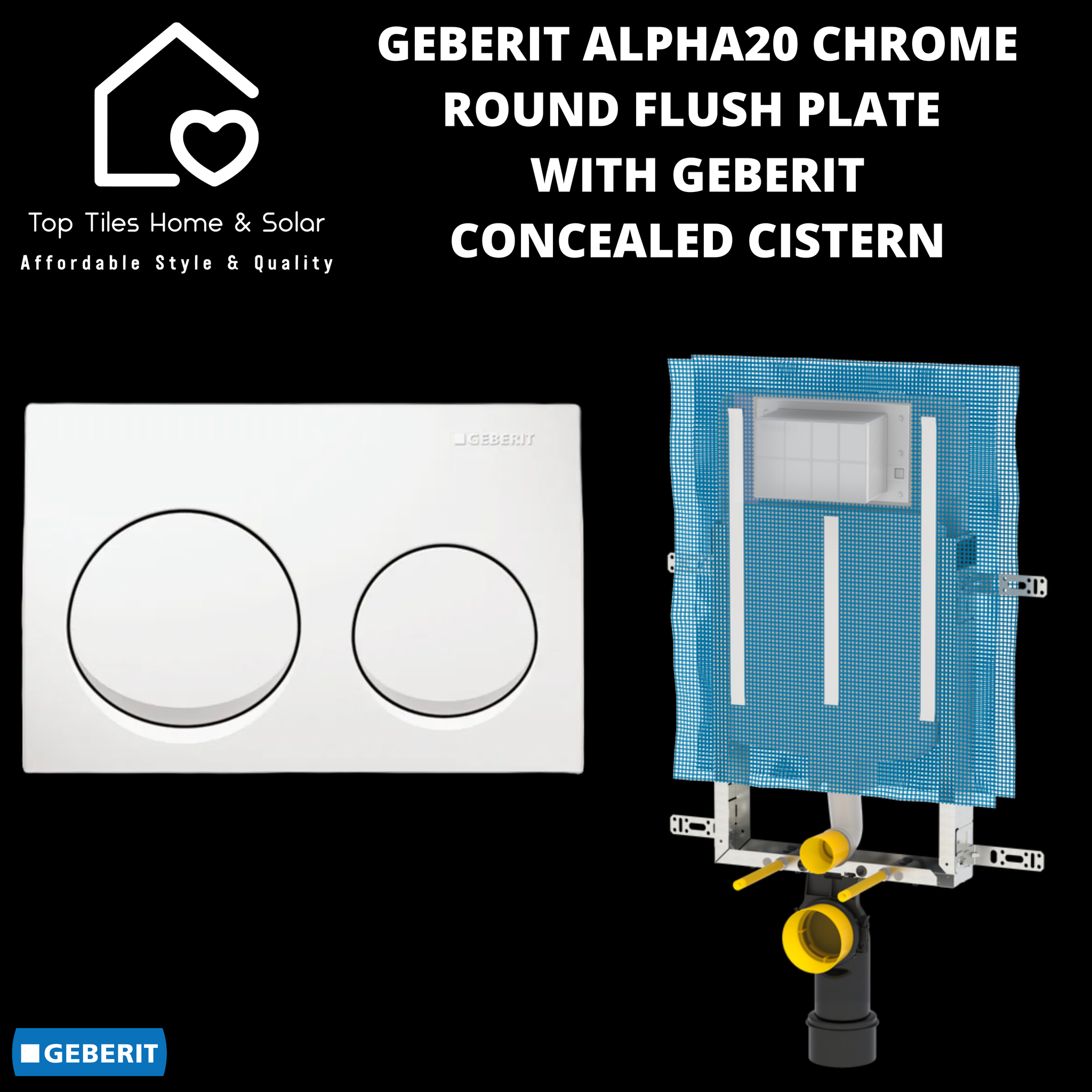 Geberit Alpha20 White Round Flush Plate With Geberit Concealed Cistern