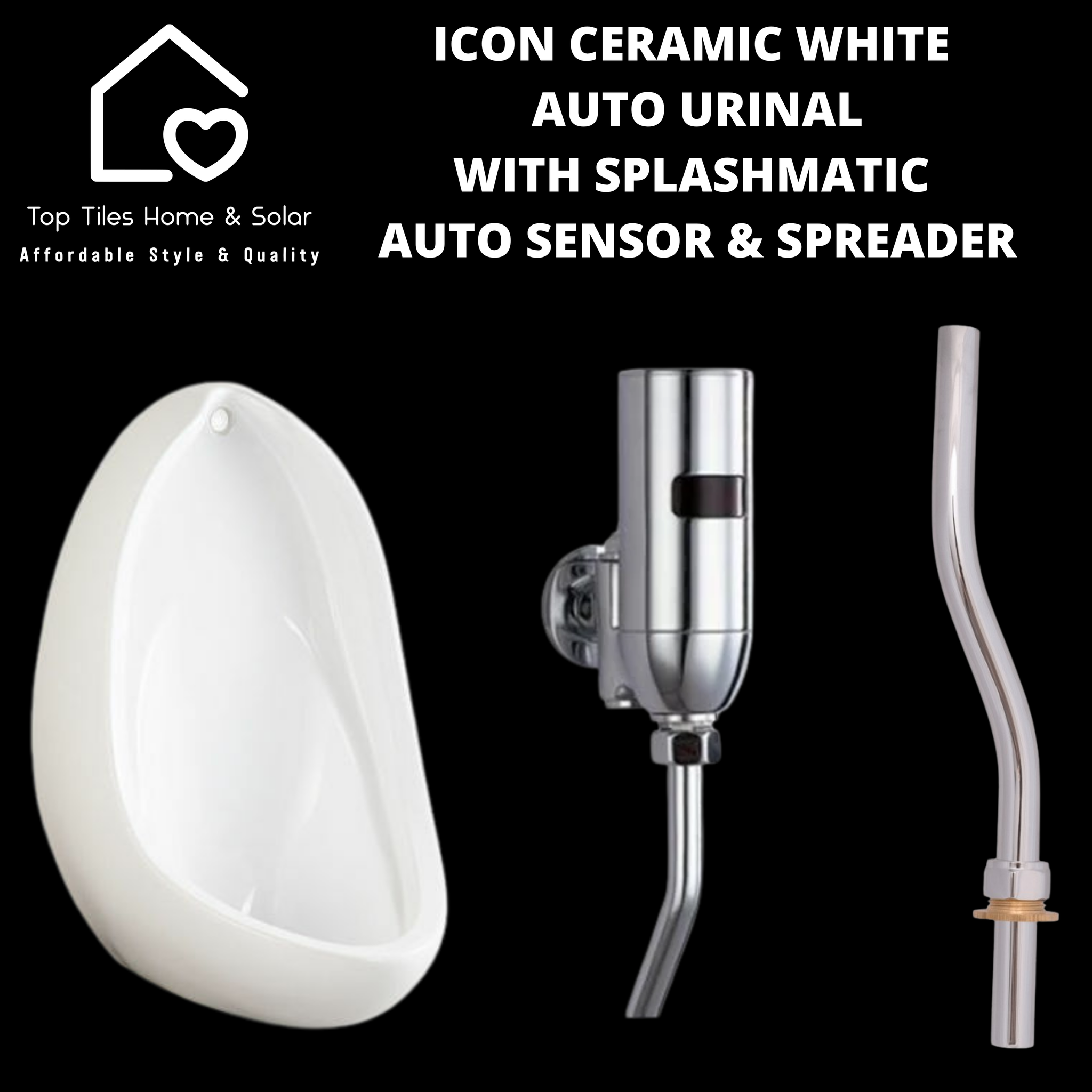 Icon Ceramic White Auto Urinal with Splashmatic Auto Sensor & Spreader