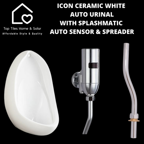 Icon Ceramic White Auto Urinal with Splashmatic Auto Sensor & Spreader