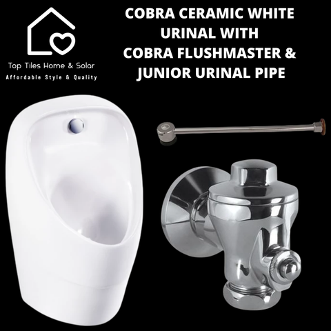 Cobra Ceramic White Urinal with Cobra Flushmaster & Junior Urinal Pipe