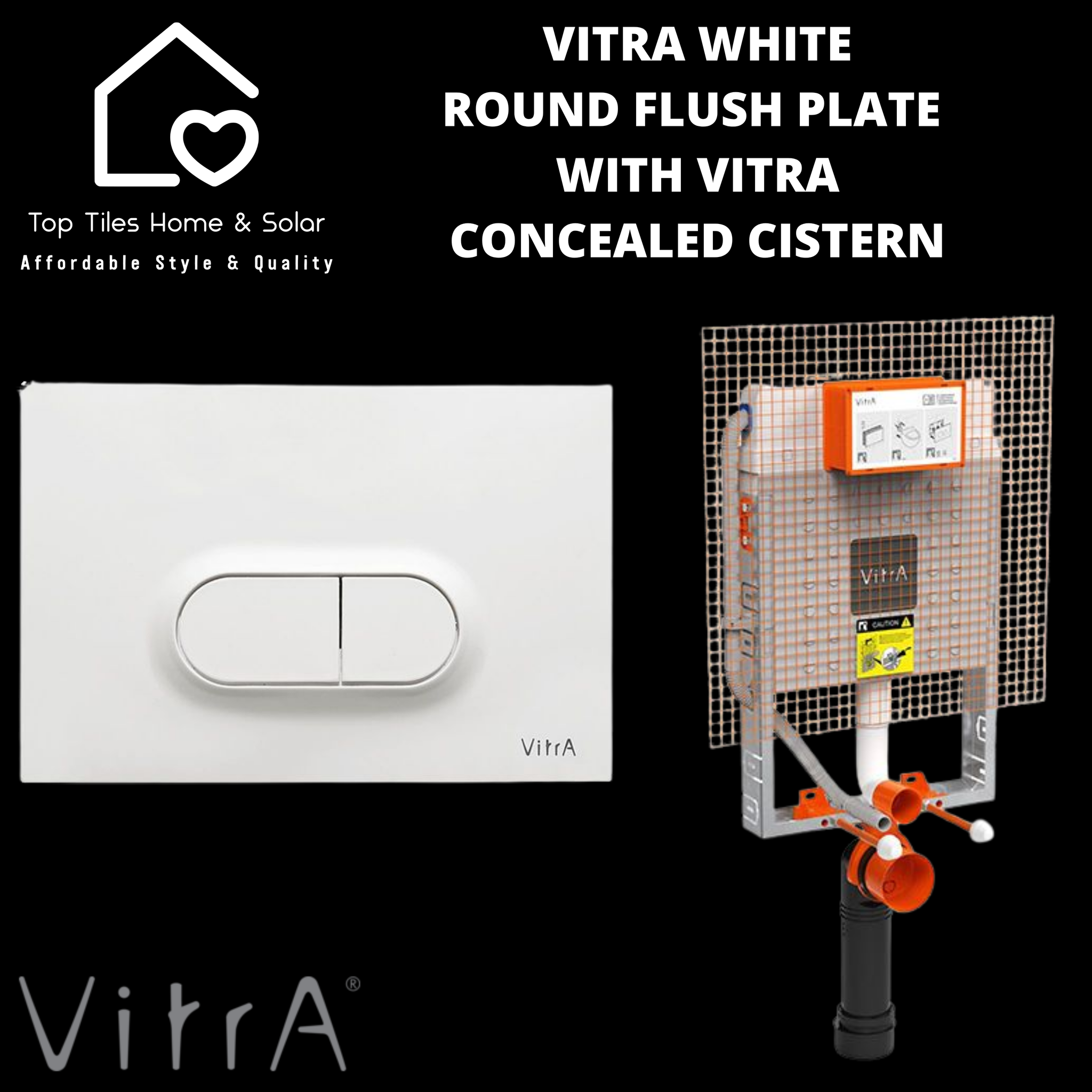 Vitra White Round Flush Plate With Vitra Concealed Cistern
