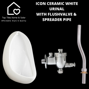 Icon Ceramic White Urinal with Flushvalve & Spreader Pipe