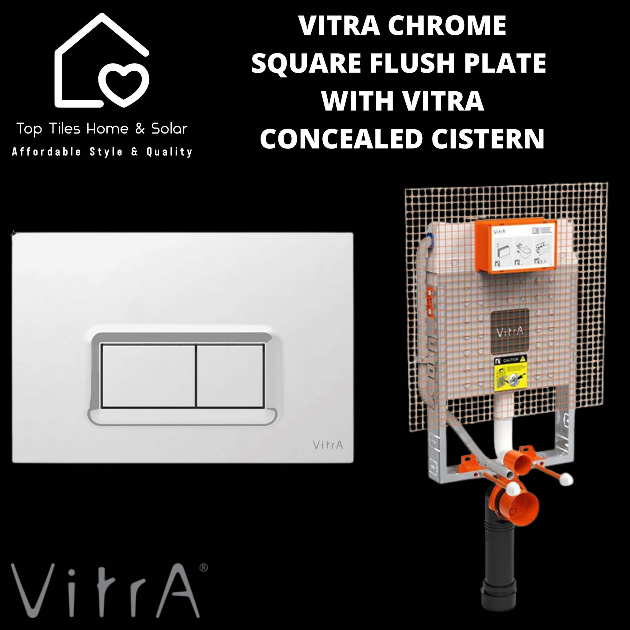 Vitra Chrome Square Flush Plate With Vitra Concealed Cistern