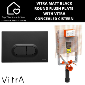 Vitra Matt Black Round Flush Plate With Vitra Concealed Cistern
