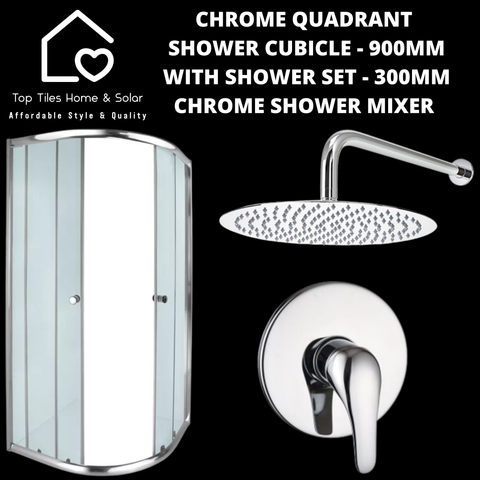 Chrome Quadrant Shower with Round Shower Set - 300mm