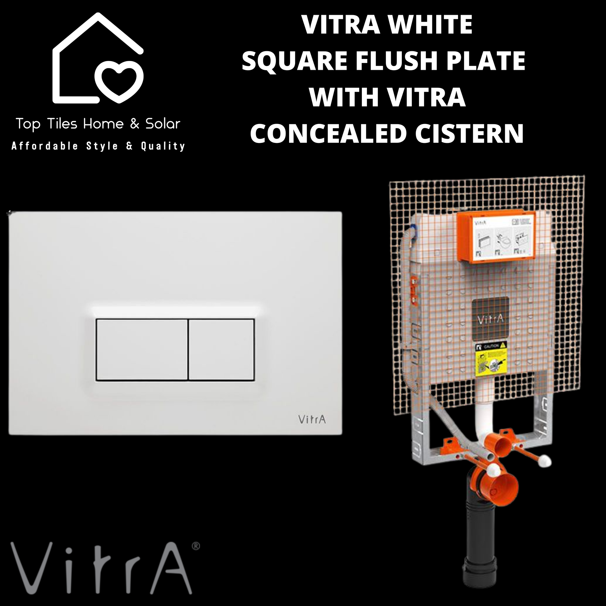 Vitra White Square Flush Plate With Vitra Concealed Cistern