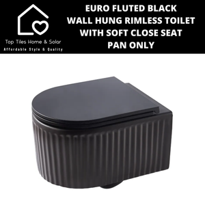 Euro Fluted Black Wall Hung Rimless Toilet with Soft Close Seat - Pan Only