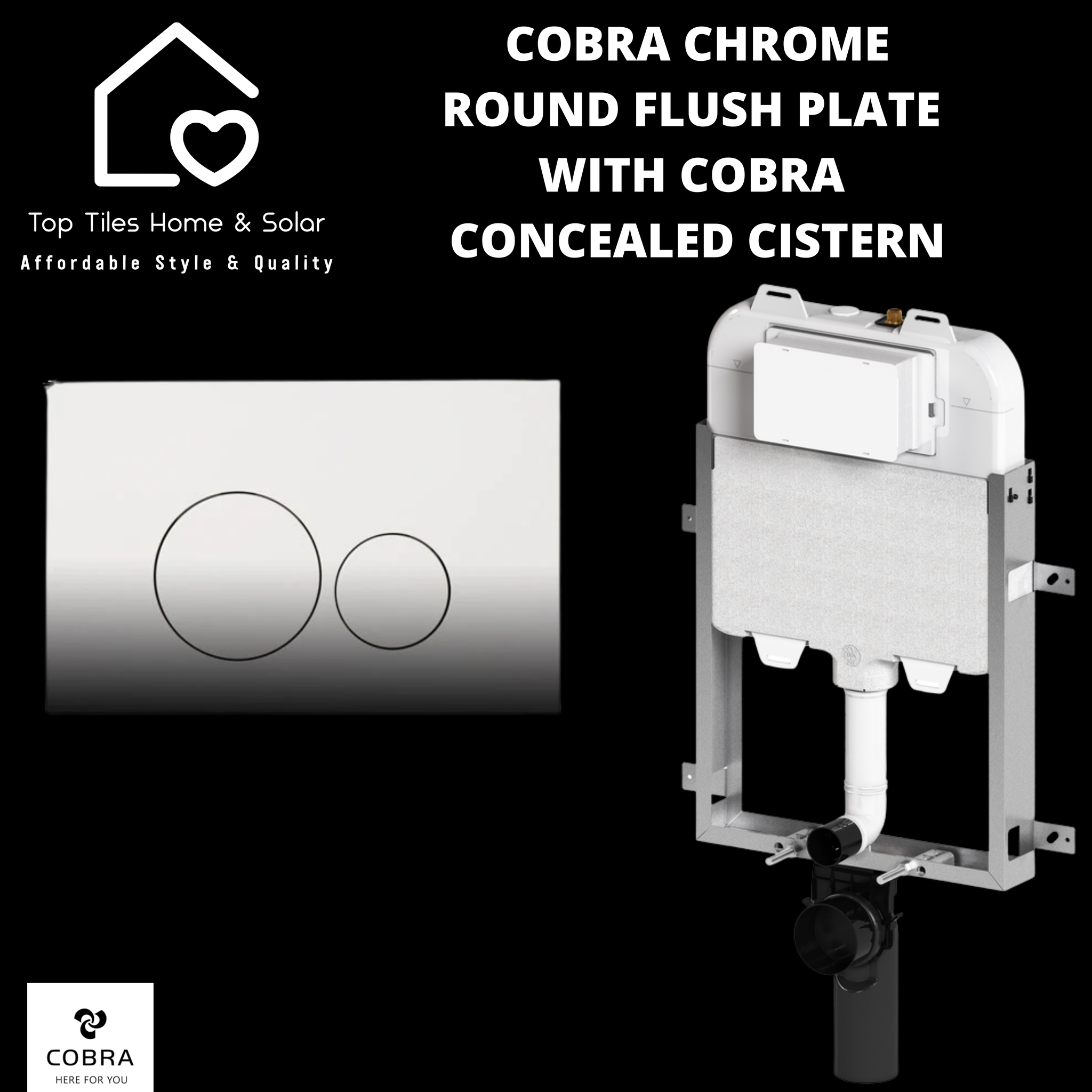 Cobra Chrome Round Flush Plate With Cobra Concealed Cistern