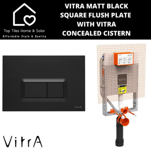 Vitra Matt Black Square Flush Plate With Vitra Concealed Cistern