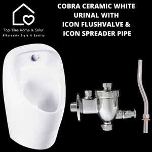 Cobra Ceramic White Urinal with Icon Flushmaster & Icon Urinal Pipe