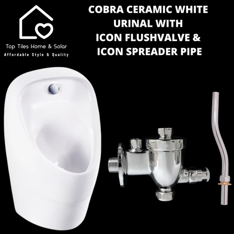 Cobra Ceramic White Urinal with Icon Flushmaster & Icon Urinal Pipe