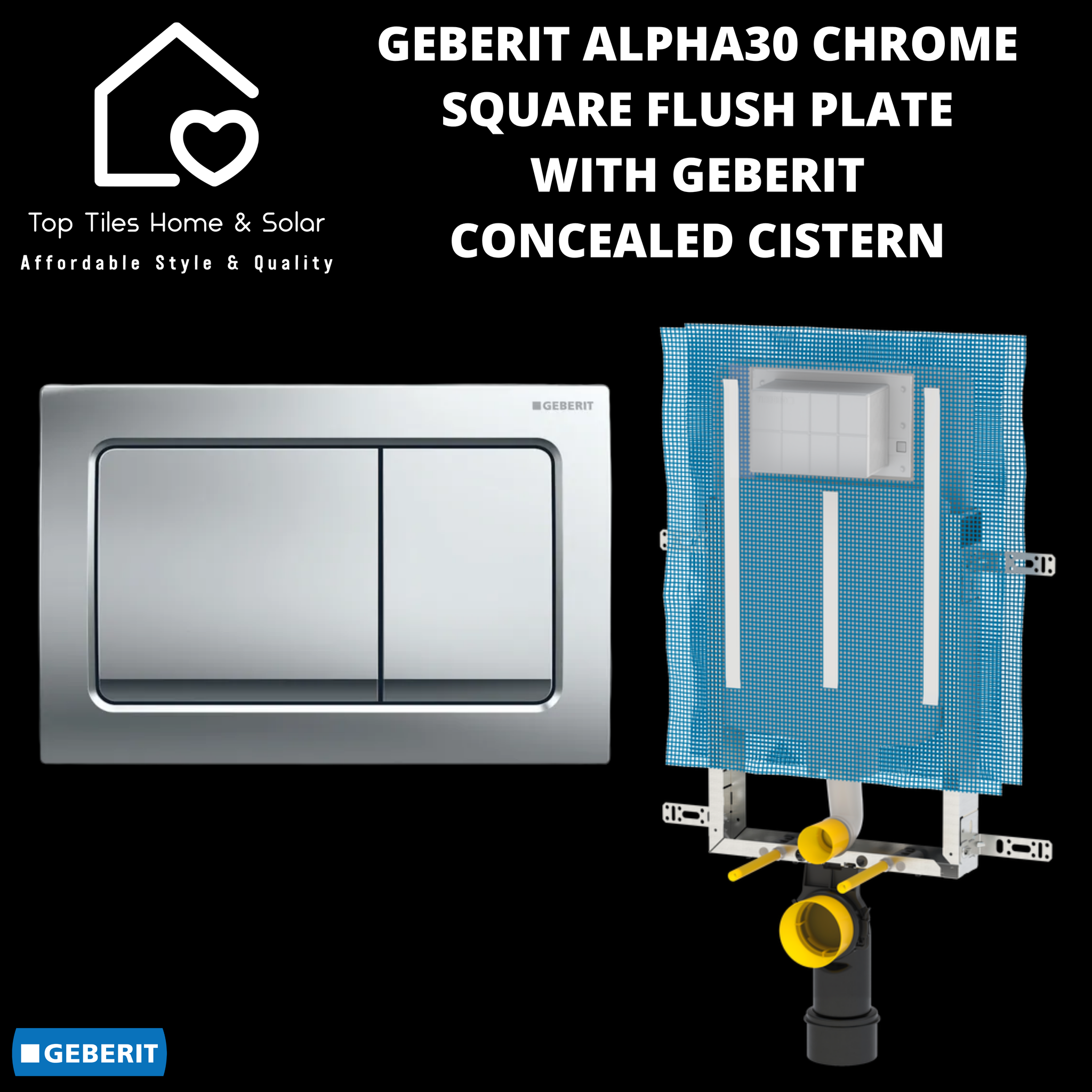 Geberit Alpha30 Chrome Square Flush Plate With Geberit Concealed Cistern