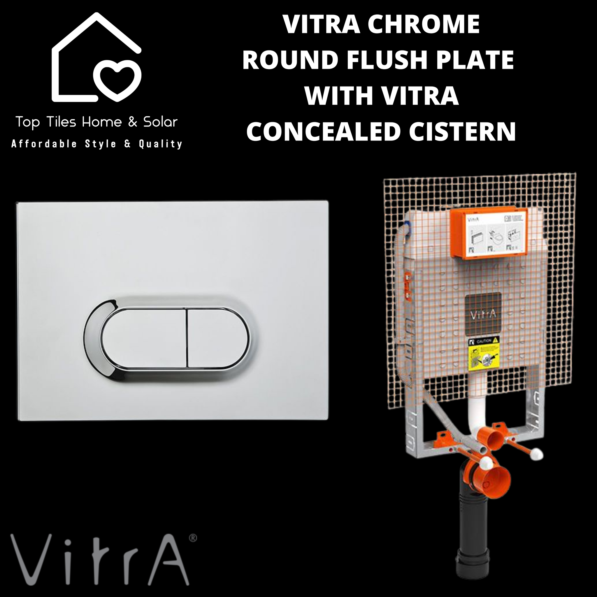 Vitra Chrome Round Flush Plate With Vitra Concealed Cistern
