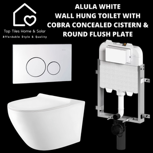 Alula White Wall Hung Toilet With Cobra Concealed Cistern & Round Flush Plate