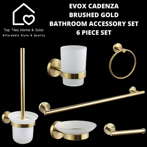 Evox Cadenza Brushed Gold Bathroom Accessory set 6 Piece Set