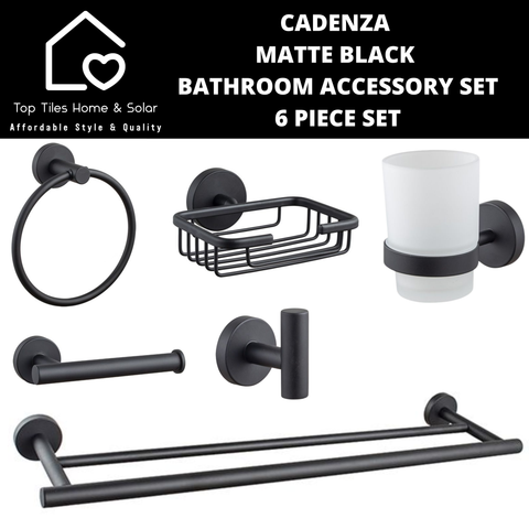 Cadenza Matte Black Bathroom Accessory set 6 Piece Set