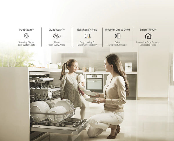 LG Matte Black QuadWash Steam Dishwasher - 14Pl Setting