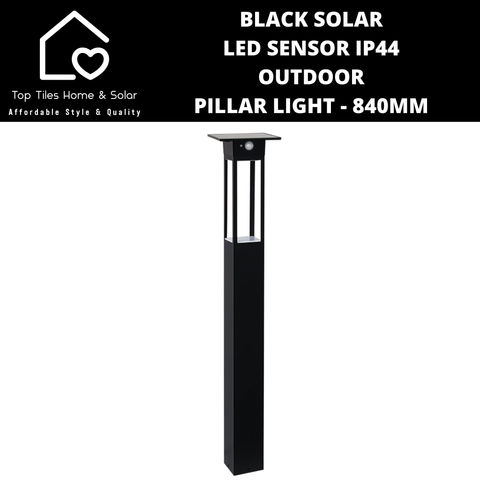 Black Solar LED Sensor IP44 Outdoor Pillar Light - 840mm