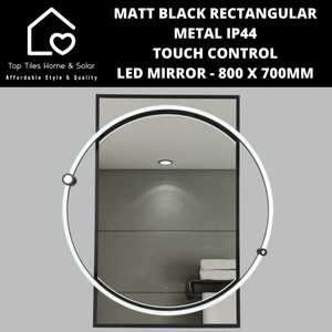 Antique Brass Rectangular Metal IP44 Touch Control Led Mirror - 800 x 700mm
