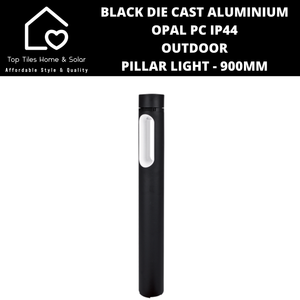 Black Die Cast Aluminium Opal PC IP44 Outdoor Pillar Light - 900mm