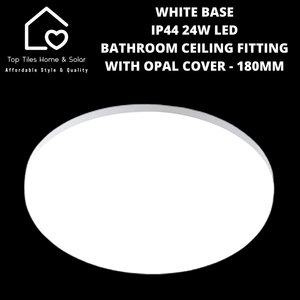 White Base IP44 24W LED Bathroom Ceiling Fitting with Opal Cover - 180mm