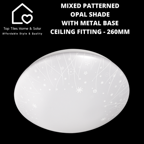 Mixed Patterned Opal Shade With Metal Base Ceiling Fitting - 260mm