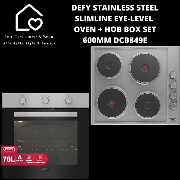 Defy Stainless Steel Slimline Oven & Hob Box Set - 600mm DCB849E