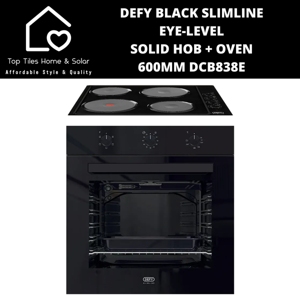 DEFY Black Slimline Eye-Level Solid Hob + Oven - 600mm DCB838E