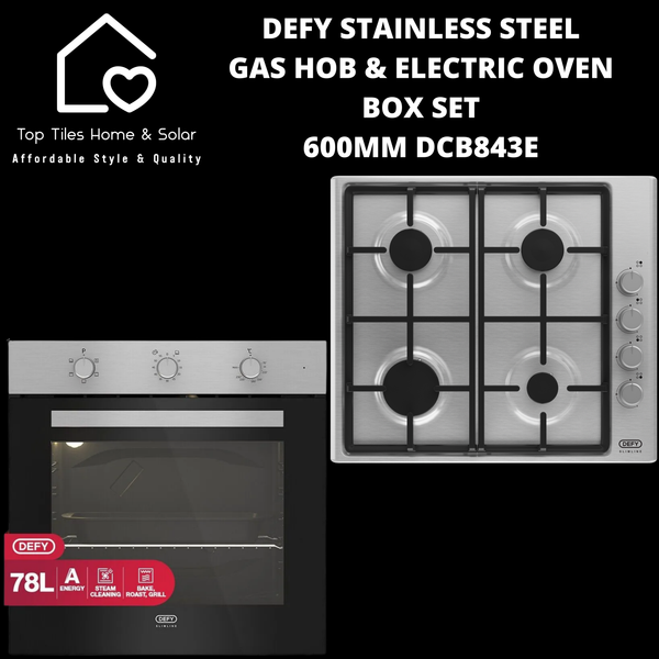 Defy Stainless Steel Gas Hob & Electric Oven Box Set- 600mm DCB843E