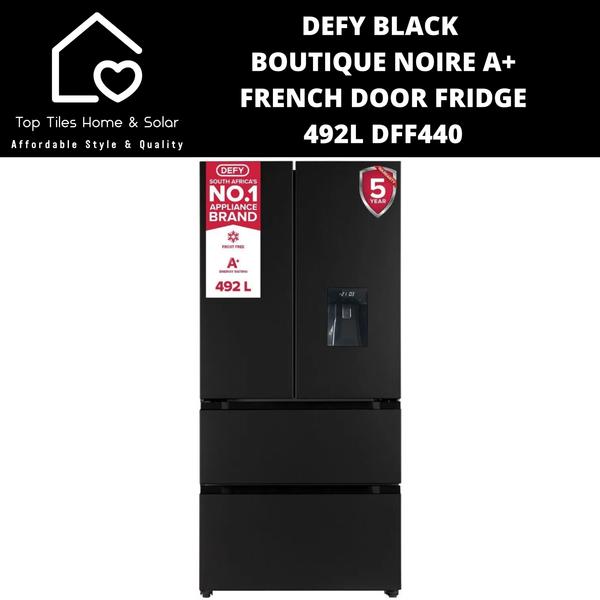 Defy Black Boutique Noire A+ French Door Fridge - 492L DFF440