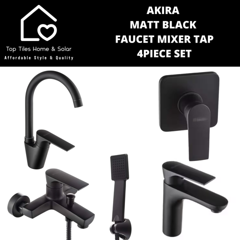 Akira Matt Black Faucet Mixer Tap 4Piece Set