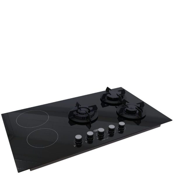 Defy Black Glass 2 Ceran + 3 Gas Hybrid Hob - 90cm DHG902