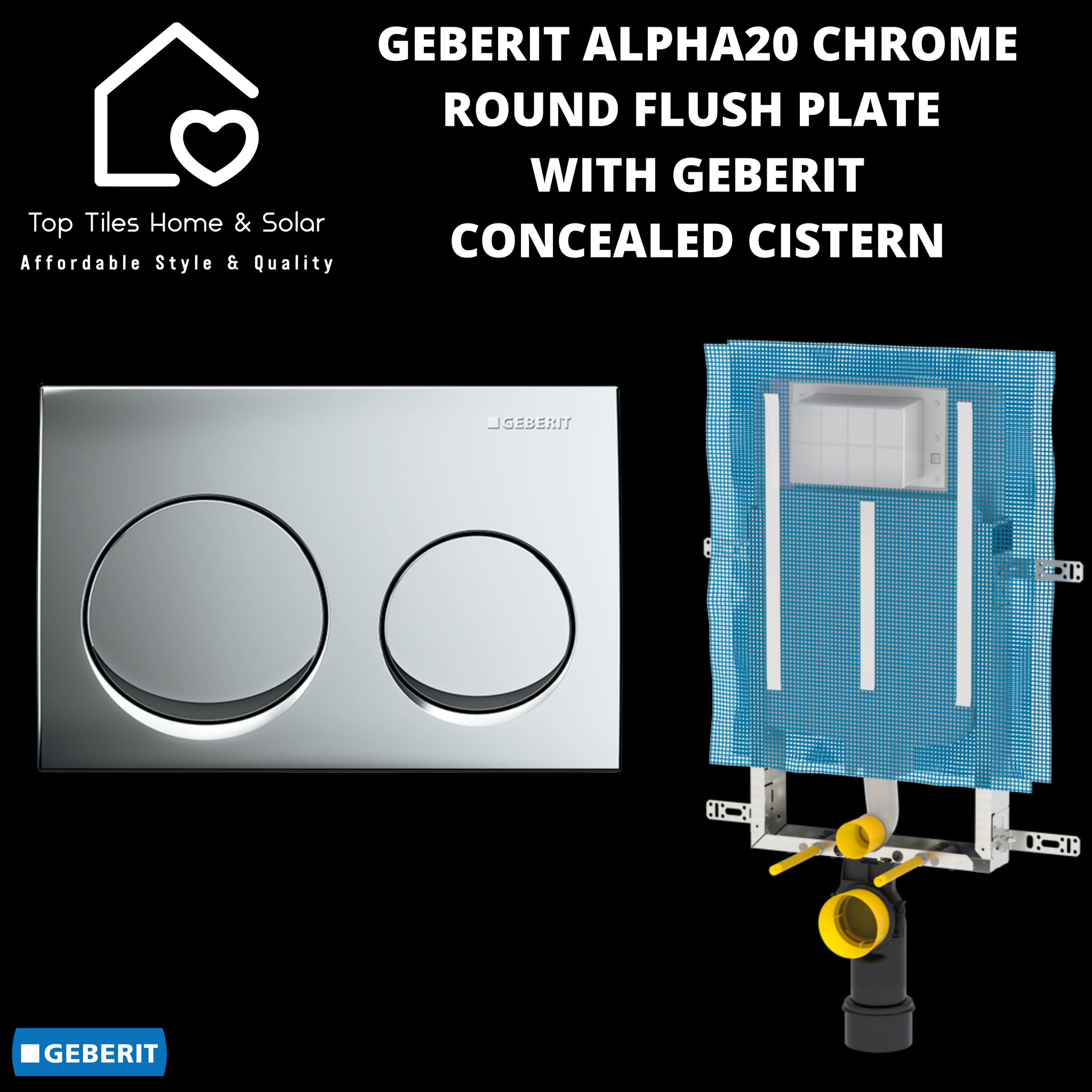 Geberit Alpha20 Chrome Round Flush Plate With Geberit Concealed Cistern