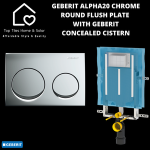 Geberit Alpha20 Chrome Round Flush Plate With Geberit Concealed Cistern