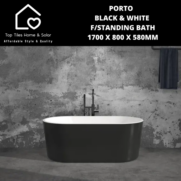 Porto Black & White F/Standing Bath 1700 x 800 x 580mm