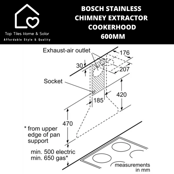Bosch Series 2 - Stainless Chimney Extractor Cookerhood - 600mm