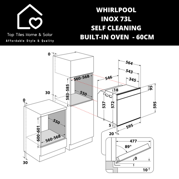 Whirlpool Inox 73L Self Cleaning Built-In Oven - 60cm