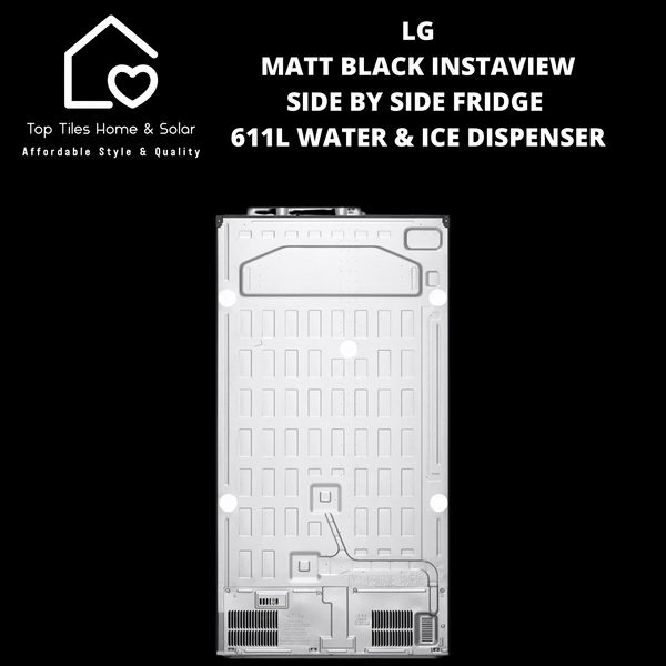 LG Matt Black InstaView Side by Side Fridge - 611L Water & Ice Dispenser